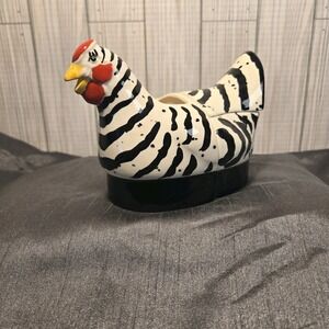 Vintag Department 56 French Hen Black And White Collection Cream and‎ Sugar Bowl